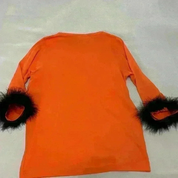 Vintage Shane Lee Inc Rare Scarecrow Orange Fall Shirt Size Small Feathers Paint - Picture 8 of 8